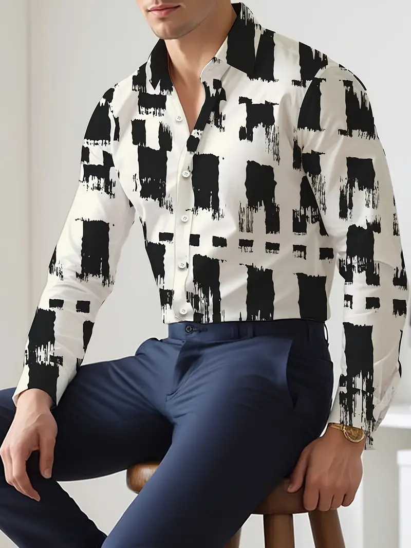 2024 nuevos hombres japoneses de alta gama geométricos sueltos tops de otoño de moda se pueden usar afuera MB12