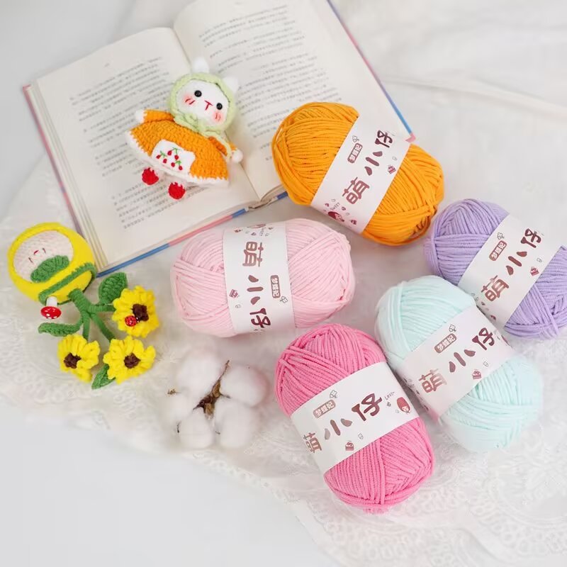 Minion Chenille de una sola hebra de hielo de 3,5 mm tejido a mano DIY muñeca bolsos zapatos chaqueta línea gruesa