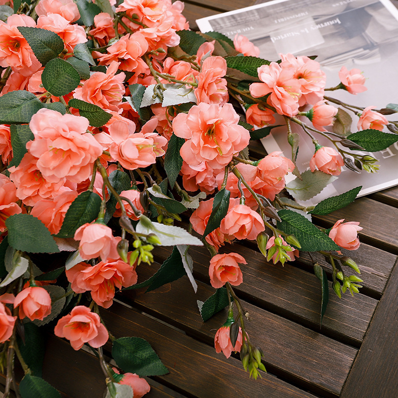 Camellia de altura flor de simulación adornos de boda flores falsas pastorales flores decoración del hogar flores de mesa flor de seda