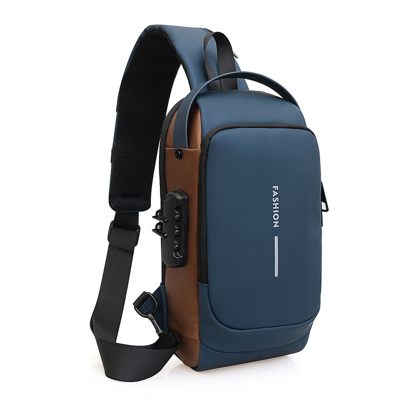 Bolso de cintura de hombre, bolso de pecho de hombre, bolso de bloqueo de contraseña de alto nivel, bolso de viaje al aire libre, bolso de hombre, bolso de carga USB