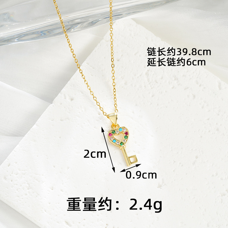 Collar de oro de arena vietnamita transfronterizo, juego de pendientes con llave de amor de diamantes de lujo ligero, joyería de cobre chapada en oro para mujer