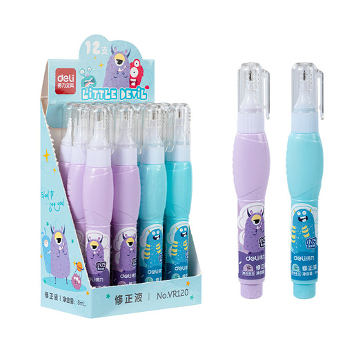 Deli correction fluid 8ml pen type correction fluid large capacity cute student stationery correction fluid wholesale correction fluid
