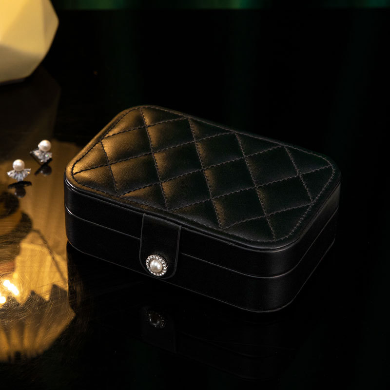 Nueva caja de joyería portátil de lujo ligero caja de joyería de estilo europeo y americano de alta gama de moda de alta calidad PU caja de almacenamiento de joyería transfronteriza