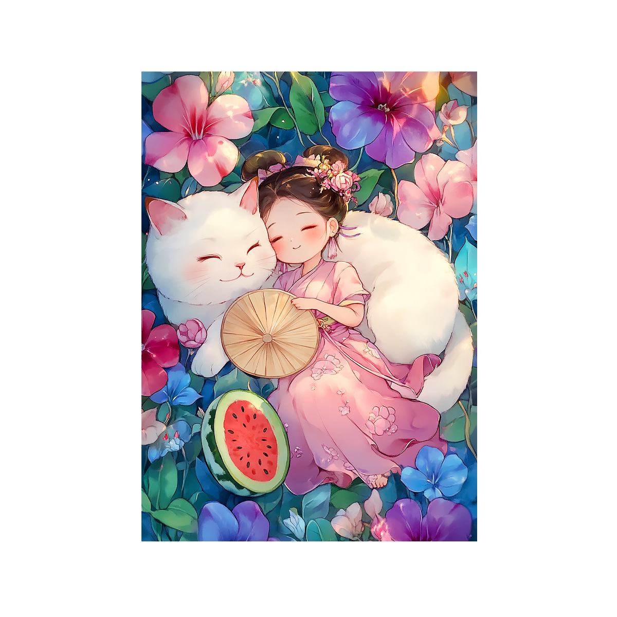 [Tela de algodón importada] Mona Lisa Royal Cross Stitch Summer Girl Flower Room Bordado de hilo hecho a mano image 5