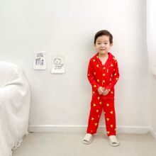 �����¿��ͯ�Ӽҷ�˯����װ���䷭����װpajamas��ɫ������
