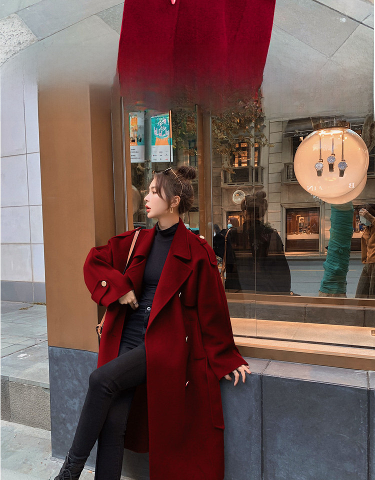 2023 Hepburn Wind Coat Women's Winter Thickened Fashionable Elegant Popular Korean Loose Double-breasted Woolen Coat Trendy_voghion.com
