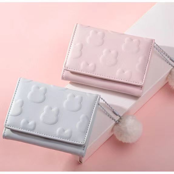Nuevo estilo coreano pequeña billetera comercio exterior popular billetera de mujer monedero de conejo fresco dulce hermoso nicho de alto aspecto fresco