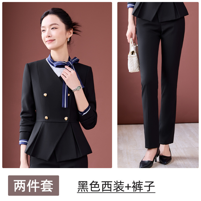 职业套装女长袖时尚气质女神范美容师酒店前台接待金店售楼部工装|undefined
