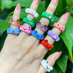 European and American cross-border new personalized cartoon frog ring, fashionable and cute frog resin ring, index finger knuckle ring