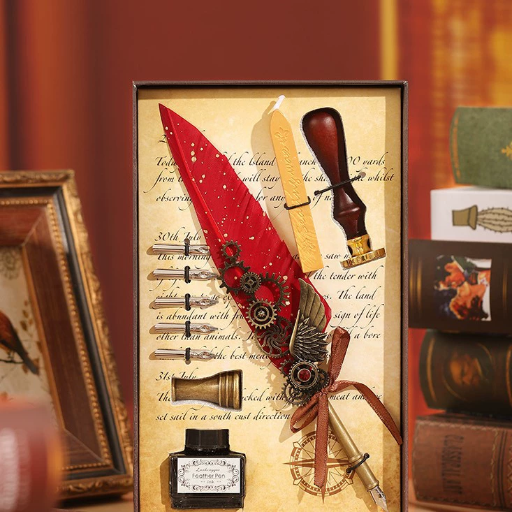 Ретро-механическая пишущая кисть, ручка в gift-boxed коробке с шестернями, набор для студентов, европейский стиль