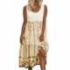 Cross-Border Export 2025 Amazon Aliexpress Wish Sleeveless Printed Summer Round Neck Dress for Women