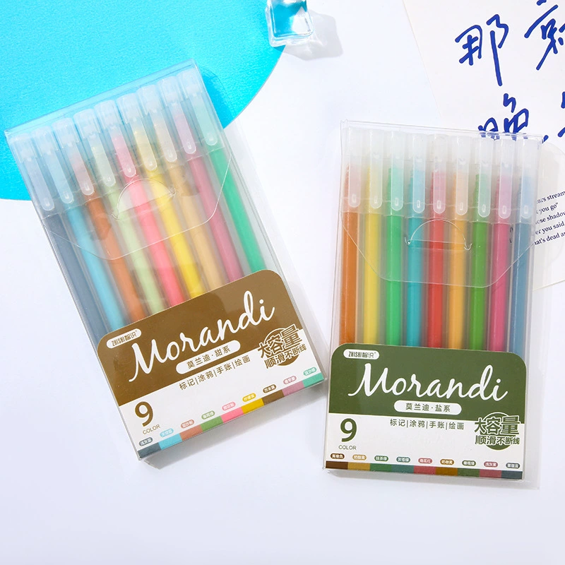 Набор гелевых ручек Morandi 9 цветов 0.5 мм от Shaoqi Stationery — Morandi Nordic, Salt, Sweet & Retro Больший объём ручек