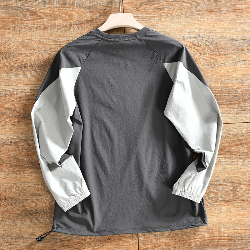Men's Clothing mountain casual autumn new men's outdoor sports high end color matching quick drying stretch long sleeved T shirt_voghion.com