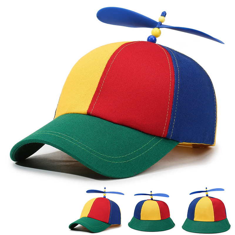 Bamboo Dragonfly Propeller Baseball Cap, Fashionable Color-Blocked Fisherman's Hat, Adult and Children's Style, Parent-Child Outdoor Sun Protection Hat