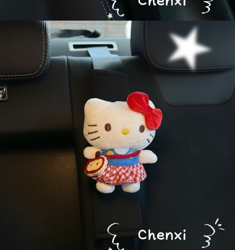 Cute Kt Cat Shoulder Protector Seatbelt Decoration Car Anti-Wear Clothing Protective Cover Universal for All Seasons Cartoon Doll for Girls