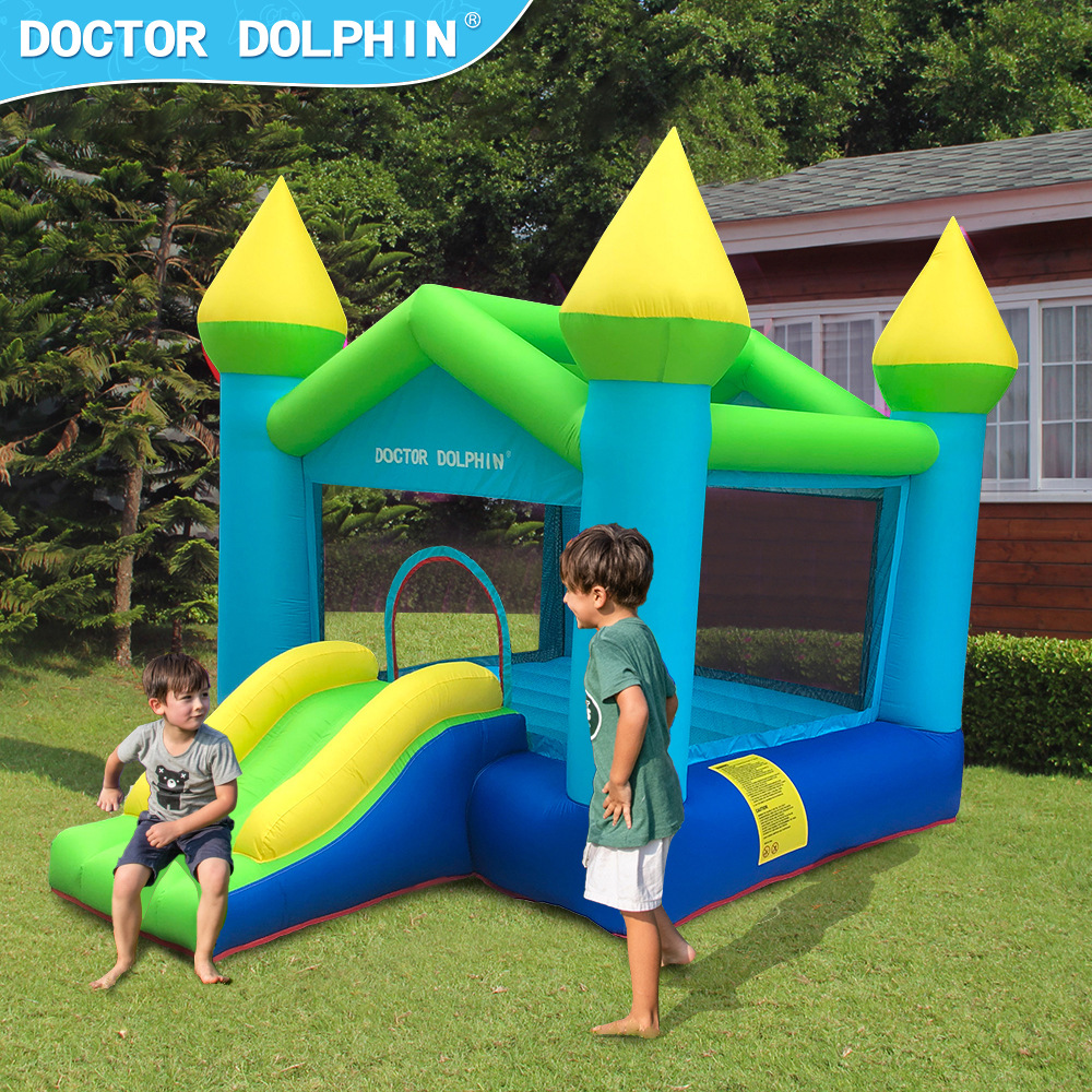 Doctor Delfín | Castillo inflable para niños, trampolín, tobogán pequeño para interiores, parque de atracciones para fiestas en casa, castillo infantil