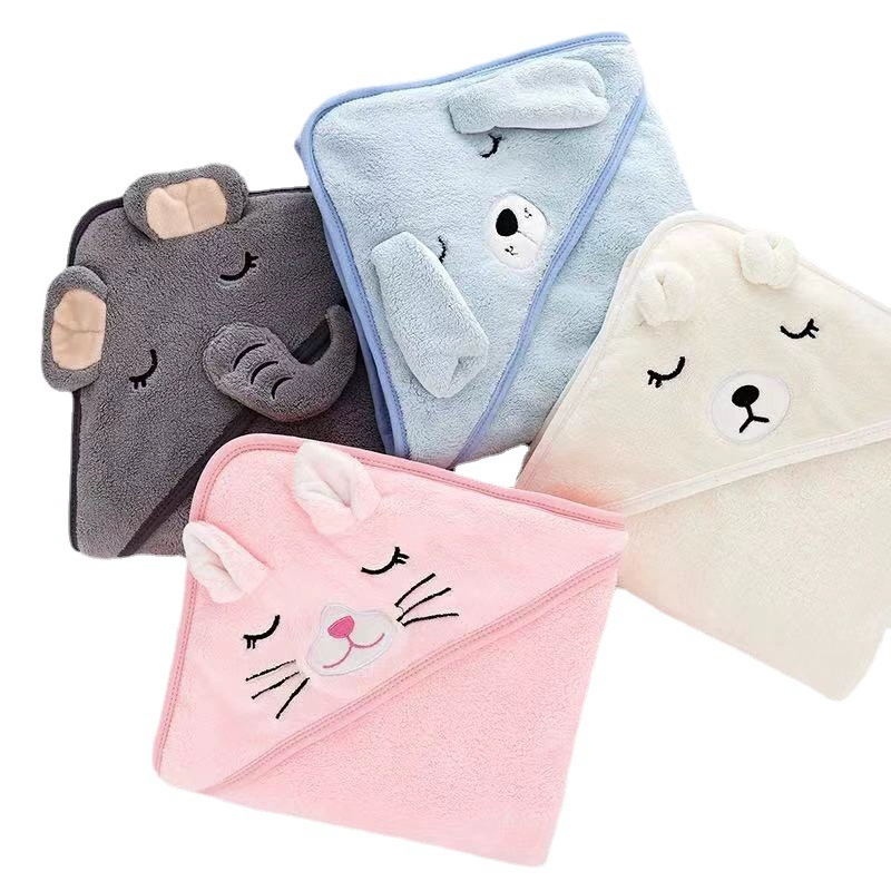 Новое мультяшное банное полотенце пончо вышитый кронштейн детский деформационный вязаный чехол из кораллового флиса одеяло халат с капюшоном для волос