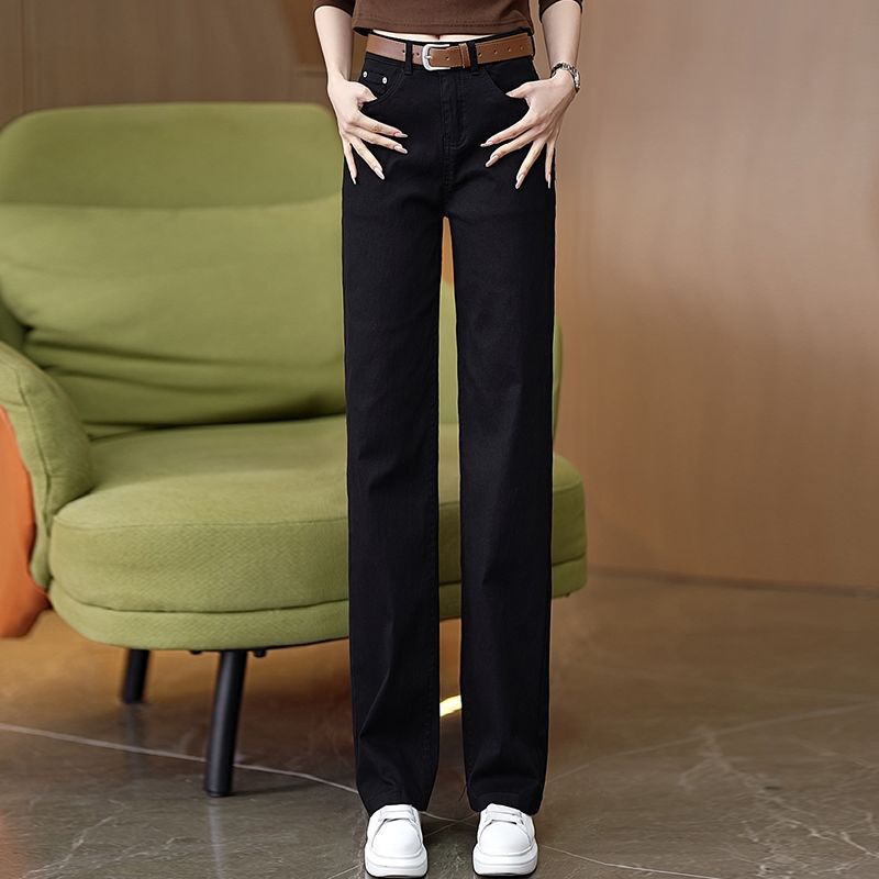 弹力直筒牛仔裤女2025春秋新款高腰宽松百搭休闲显瘦窄版阔腿裤子|undefined
