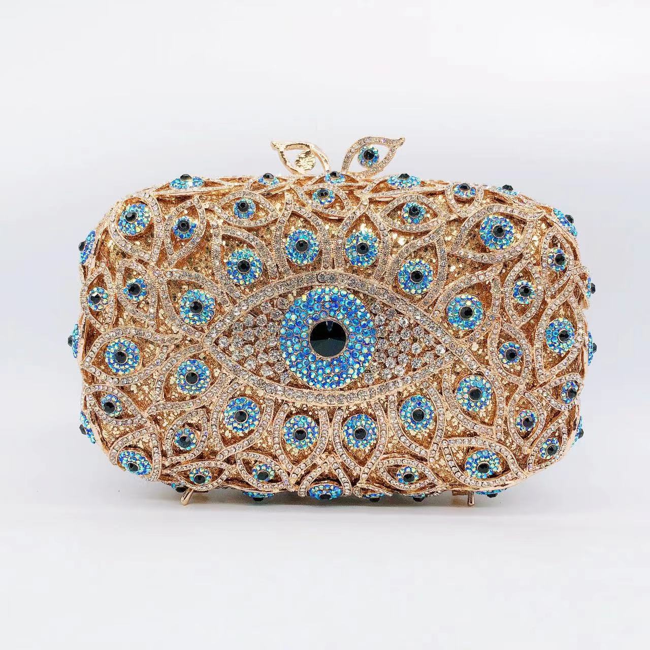 Túi clutch dạ tiệc nạm kim cương xách tay đính đá lấp lánh — 44 chi tiết 45