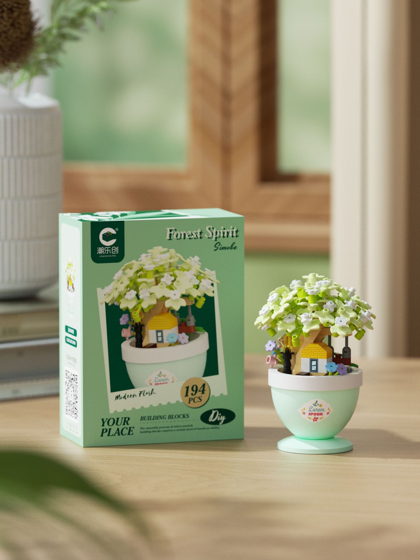 Compatible con cerezo árbol inmortal bloques de flores plantas en maceta para niños juguetes inteligentes transfronterizos regalos del día de la maestra