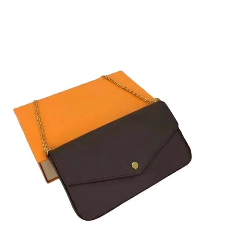 Bolso de Mujer de Alta Gama de Estilo Nuevo de Guangzhou, Bolso Pequeño Cuadrado de Tres Piezas con Cadena para el Hombro y Bandolera, Bolso de Noche