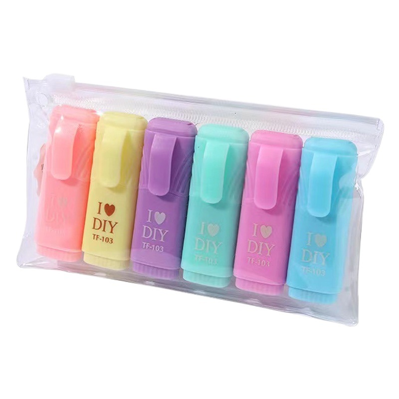 Mini forma creativa resaltar pluma lindo graffiti pluma 6 colores DIY traje color pluma