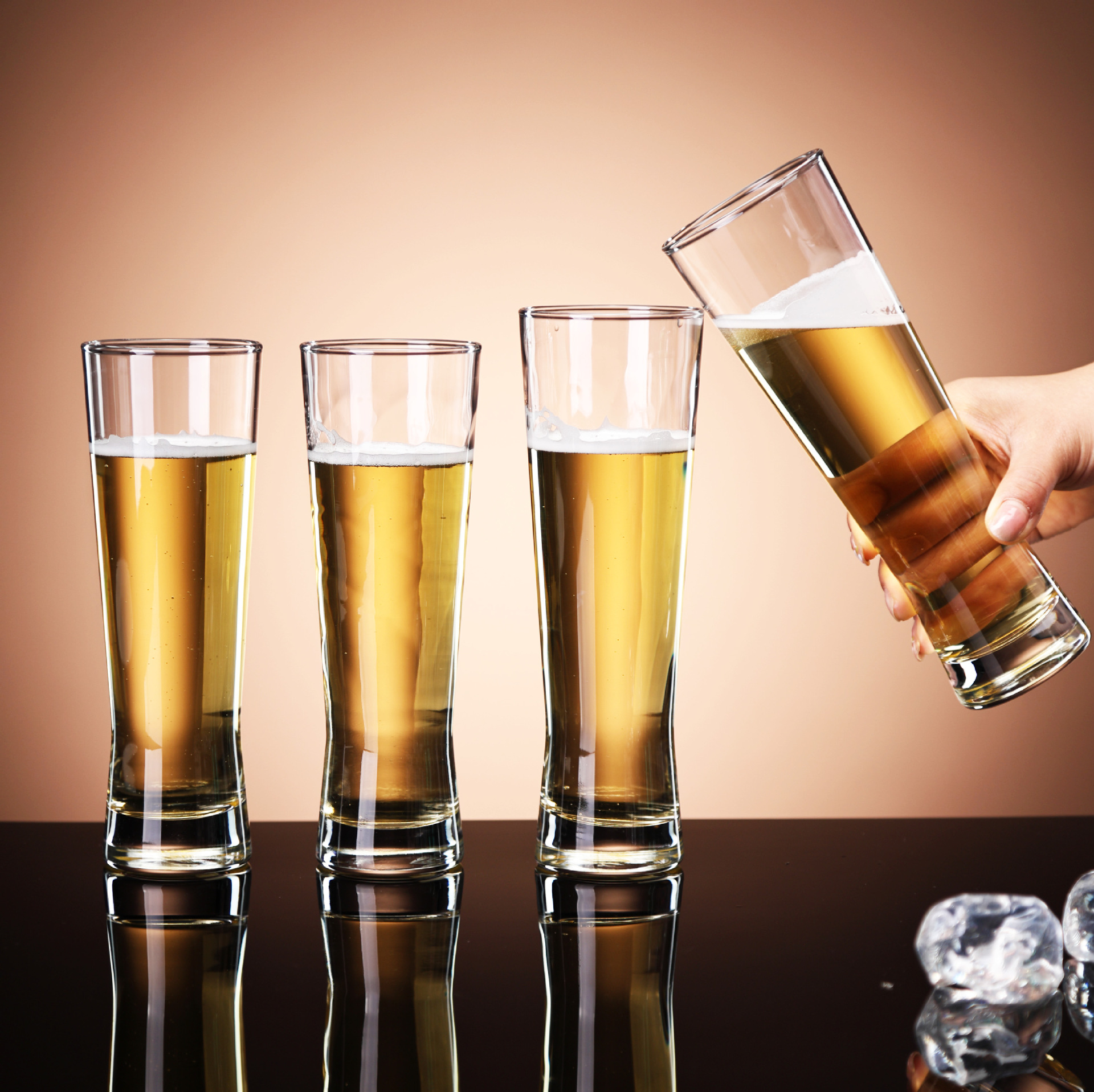 Tazas de cerveza de trigo de cintura retraída, tazas de cerveza artesanales, tazas de bar, tazas de cóctel, logotipo de impresión de tazas de vidrio altas y delgadas