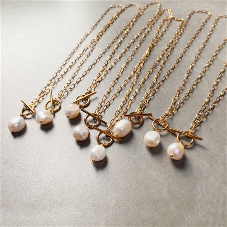 Stainless Steel 14K Gold Plated Fashion Pearl Solid Color Freshwater Pearl Pendant Necklace display picture 1