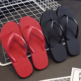 Flip-Flops for Women Ins Trendy Summer Outer Wear Fashionable Flip-Flops Beach Slippers Non-Slip Pure Color Splint Sandals 2025 New Style