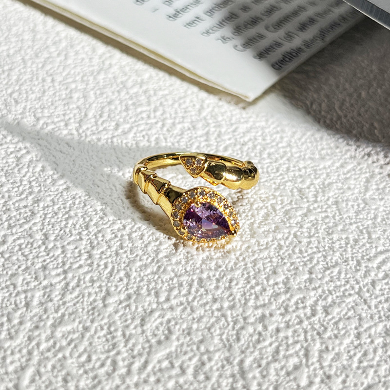 6g Weight Zircon Inlay Material Open Rings Classification Adjustable Ring Size 1 Piece Quantity Daily Occasion Copper Material Snake Pattern All Seasons Season Women's Gender Inlay Design IG Style Style Wholesale Jewelry IG Style Snake Copper Zircon Inlay Open Rings 9