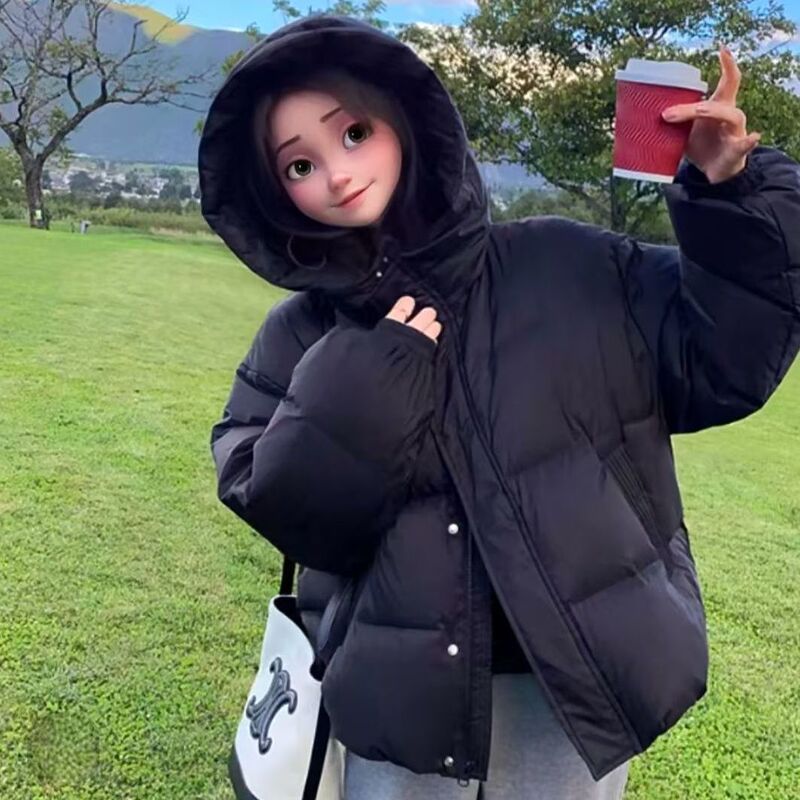 2025 New Winter down Jacket Women's Short Thickeneded Hooded Small Bread Jacket Casual Jacket Loose 2025 New Winter down Jacket Women's Short Thickeneded Hooded Small Bread Jacket Casual Jacket Loose