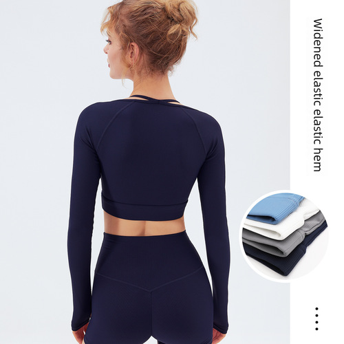 Spring New Long-Sleeve Yoga Suit with Bra Cup Quick-Dry Fitness Top for Indoor Hooded Yoga Top 6256