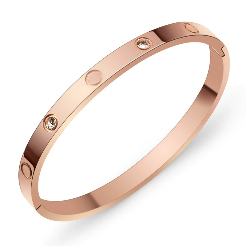 Ф fashion бриллиант-аксессуар изм stainless steel браслет, 4/6 мм, позолота 18K золото и розовое золото