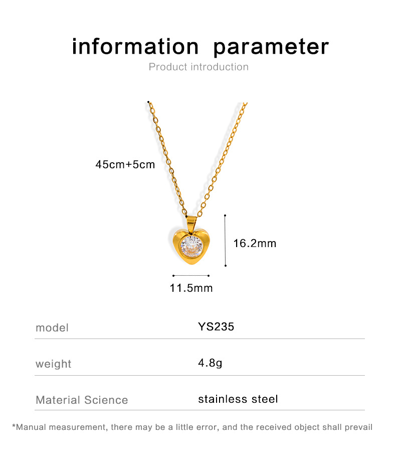 8g Weight Zircon Inlay Material Pendant Necklace Classification 1 Piece Quantity Daily Occasion Retro Heart Shape Stainless Steel Plating Inlay Zircon Pendant Necklace 1 Piece