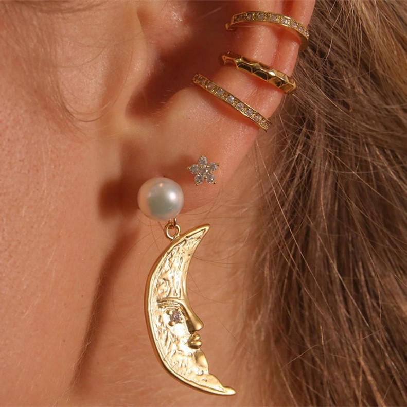 12g Weight Drop Earrings Classification 1 Pair Quantity Daily Occasion 1 Pair Simple Style Star Patchwork Copper Drop Earrings