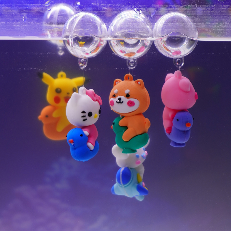 Silicona Bob Esponja Dibujos animados colgante flotante pecera buzo azul gordo pato rojo astronauta decoración de paisaje