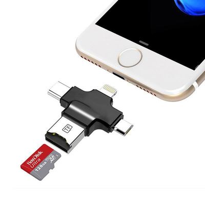 四合壹手機讀卡器適用于iphone/安卓4合1OTG轉接頭Type-c/MicroSD