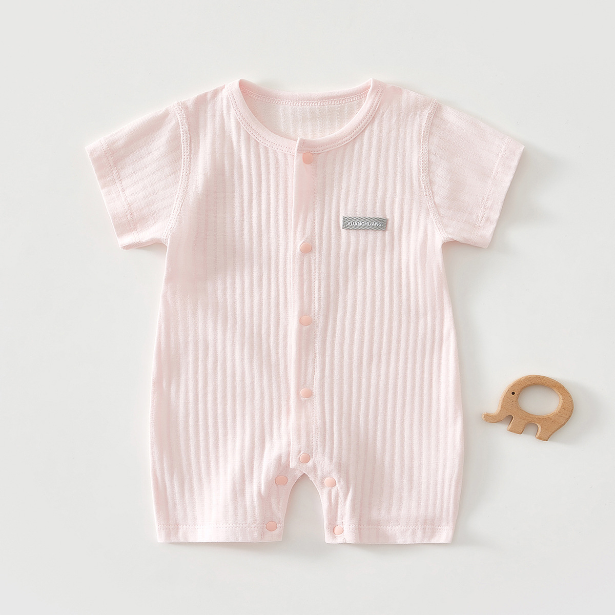 Jacquard Pink-Short Sleeve Jumpsuit Summer