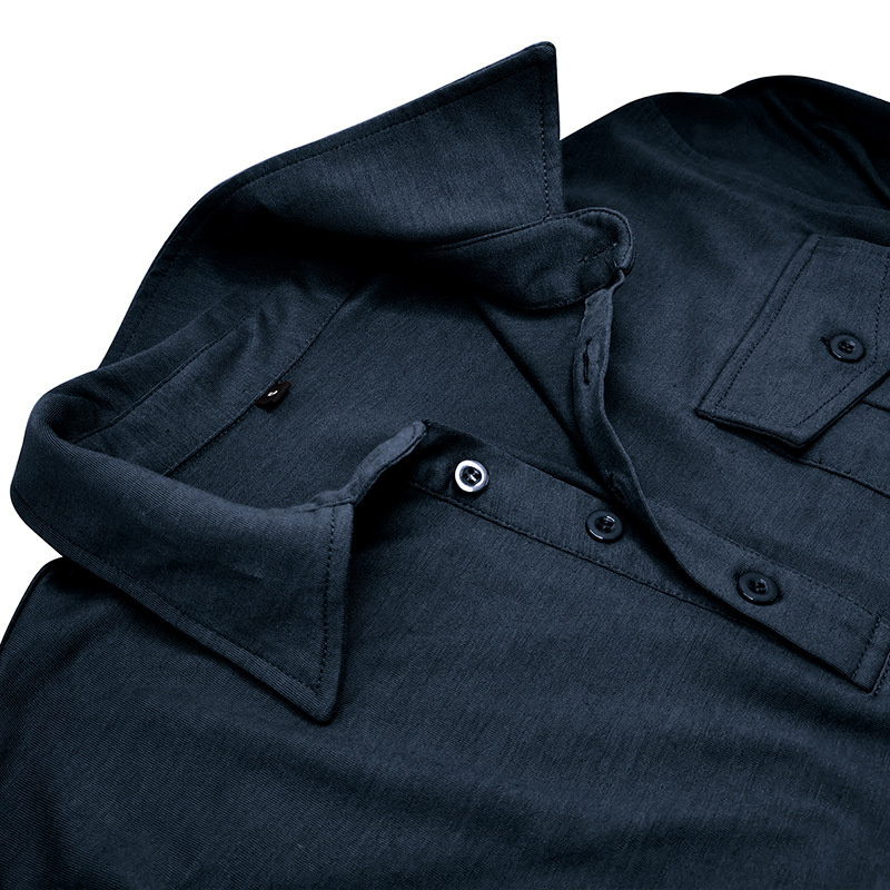 Men's Polo Shirt Long Sleeve Solid Colour Autumn Winter Style_voghion.com