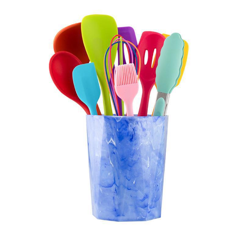 Cuerpos de cocina de silicona 11 piezas FDA antiadherente cocina de color cocina de silicona cocina de cocina creativa con barril de almacenamiento