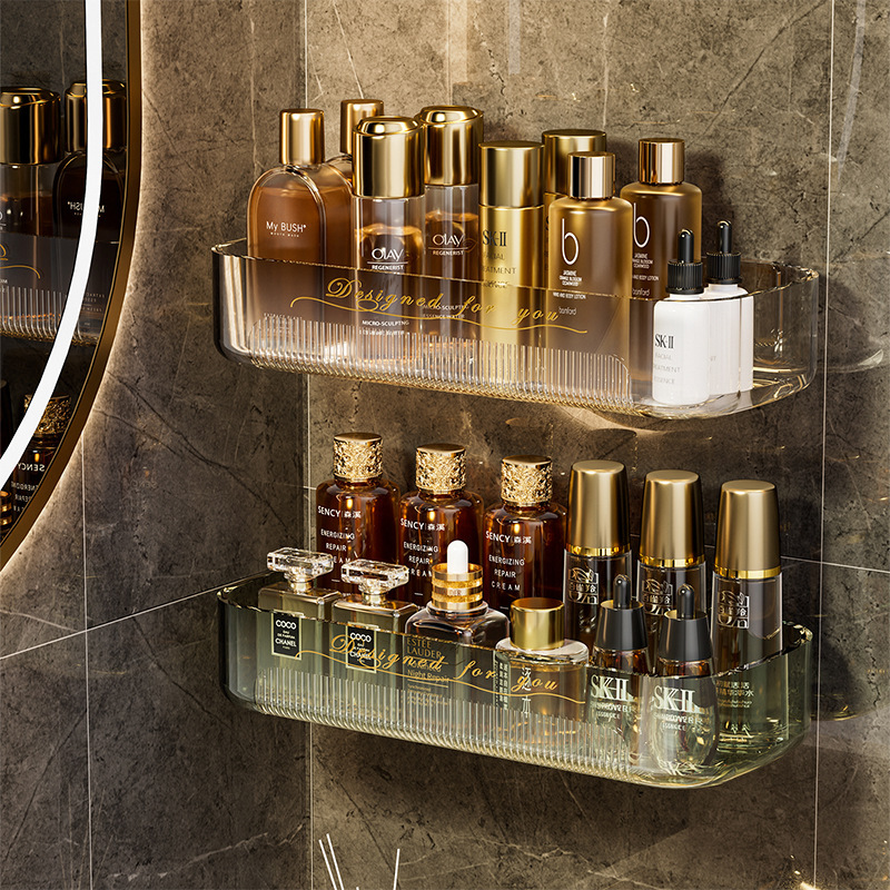 [Premium Selection] Bathroom Storage Rack, No-Drill Wall-Mounted Cosmetic Organizer, Moisture-Proof Bathroom Shelf