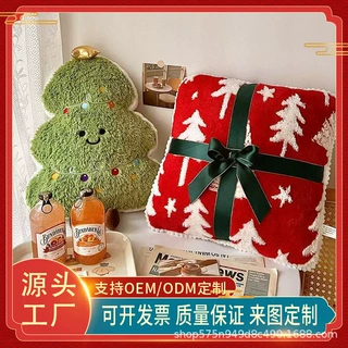定制圣诞节抱枕来图定制LOGO新年活动促销礼品靠垫抱枕盖毯被子