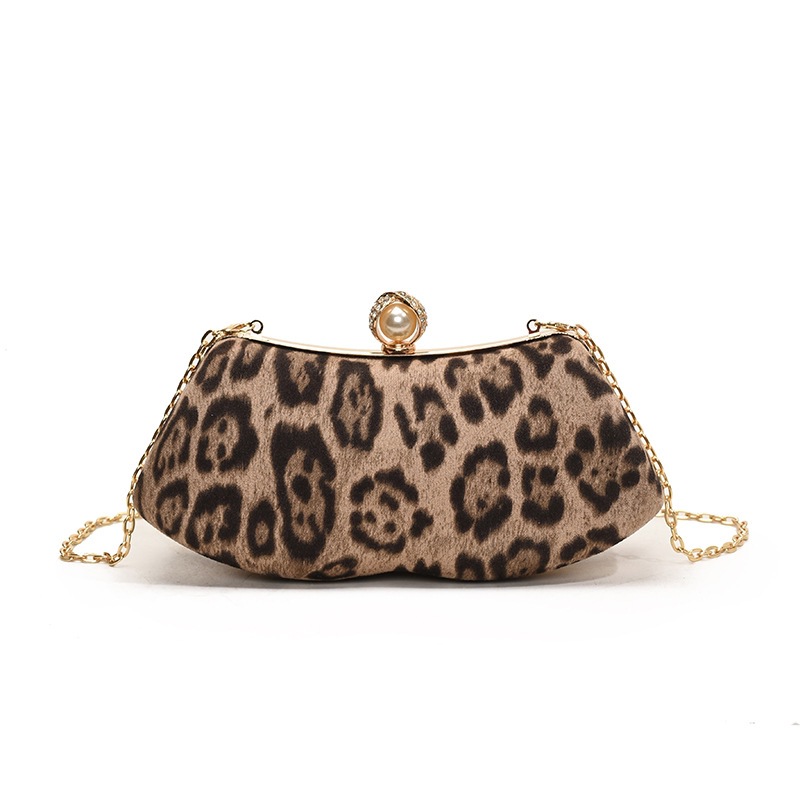 Bolso de hombro europeo y americano, bolso de mano para la cena, 2024 nuevo patrón de leopardo de moda, bolso de mujer de cadena popular.