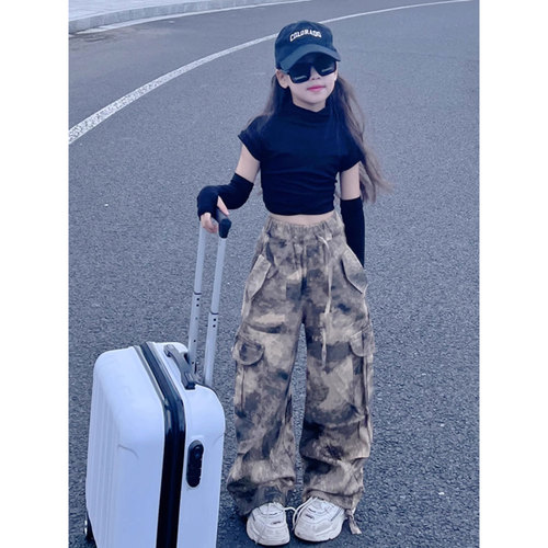 Children's Fashion Camouflage Pants Spring and Autumn  New Style Trendy Girls' Autumn Outfit Work and Casual Pants Big Kids Long Pants
