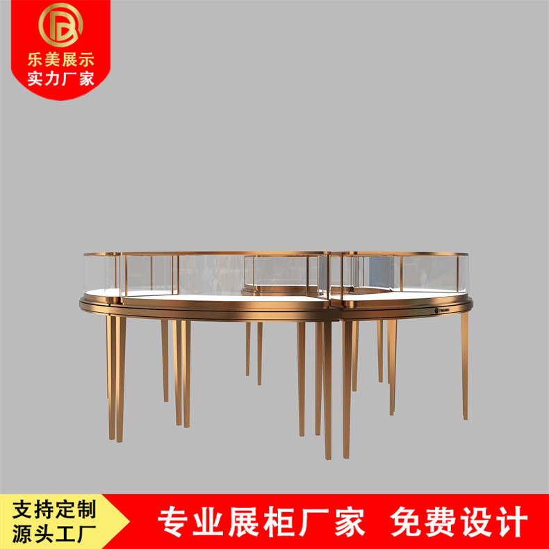 展示柜现代新式戒指项链饰品陈列柜圆形异形连体产品展示陈列柜子