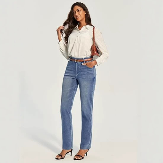 Women's Straight-Leg Jeans, Stretchy Sports Pants, Women's High-Waisted Bootcut Jeans, Fashionable Jeans