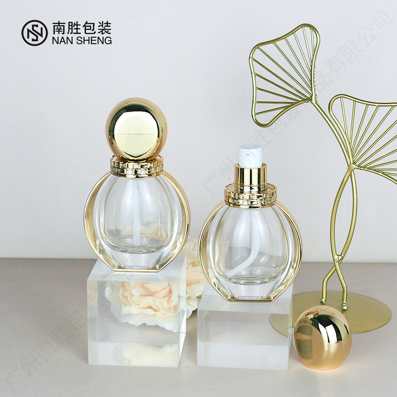 宝格同款香水瓶 40ml玻璃按压粉底液乳液精华喷雾瓶 化妆品分装瓶