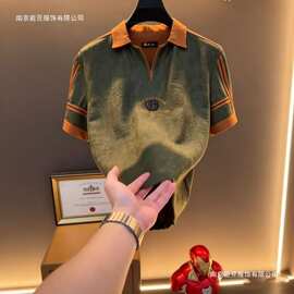 2026年 复古风撞色翻领衫 男士休闲百搭短袖恤图片色宽松型圆领