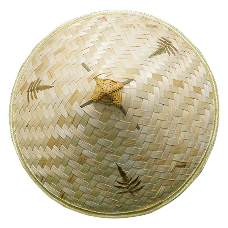 Manufacturer Supplies Bamboo Hat, Summer Outdoor Fishing Sunshade and Sun Protection Straw Hat, Large Brim Three-Leaf Farmer Hat