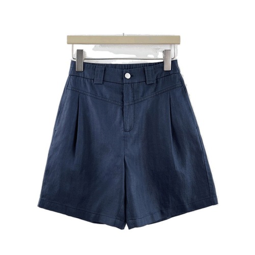 Plus-size women's silk and linen casual shorts 2025 summer thin breathable high-waisted slimming five-finger straight-leg pants